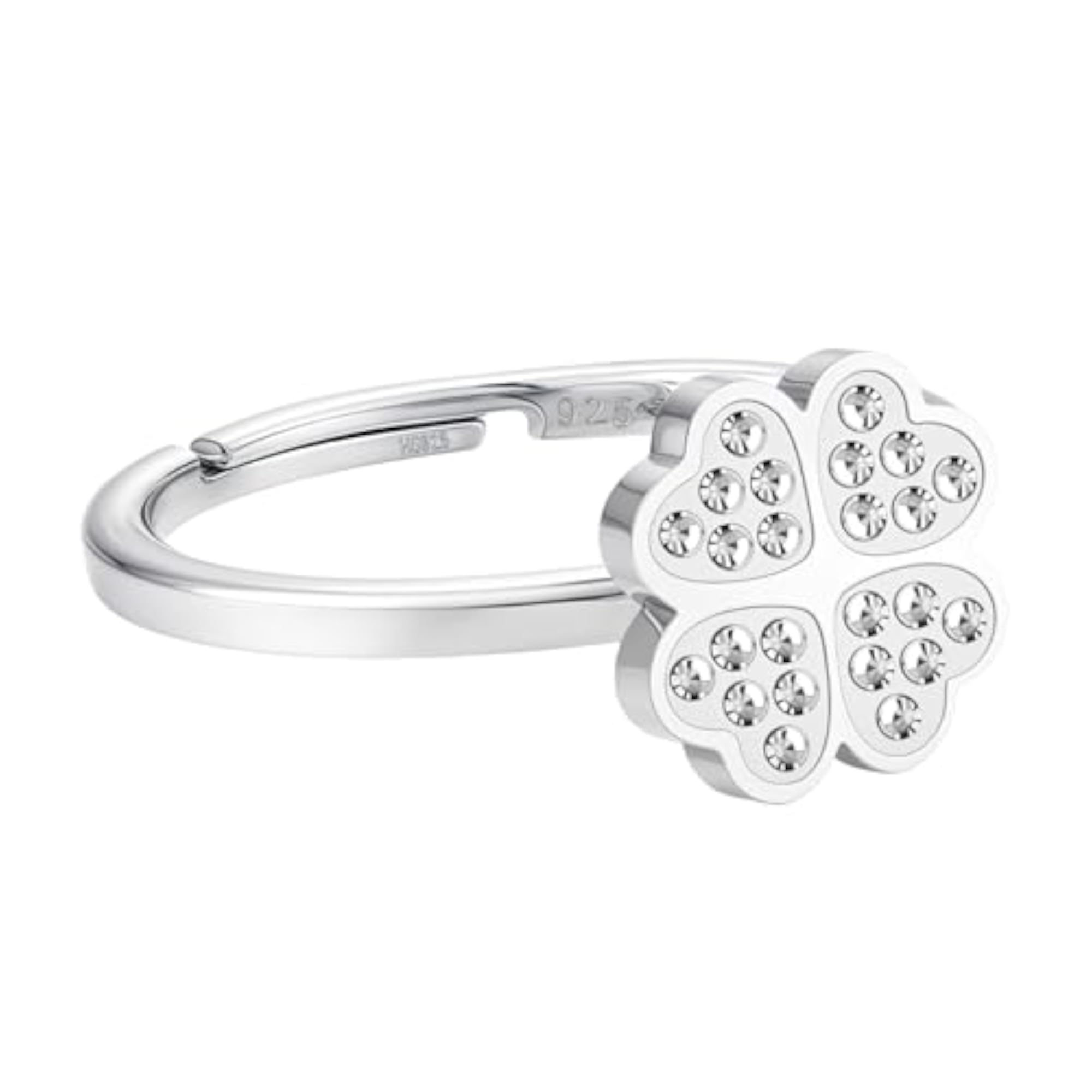Women's 925 Silver Prongless Setting Adjustable Ring