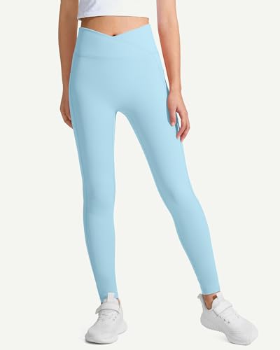 Image of JOCMIC Girls Athletic Leggings High Waist for Kids Yoga Dance Gym Pants with Pocket