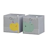 Vicco Caja plegable, Gris, 30 x 30 cm (motivo oso e hipopótamo)