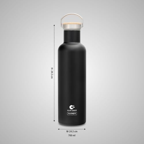 Image of Clay Craft Vacbott Hiker Combo Double Wall 18 Hours Hot & 24 Hours Cold Water Bottle Vacuum Insulated Flask Bottle 700ml, with Single Walled Victor Mug Set of 2 Steel Bottle|1Year Limited Warranty
