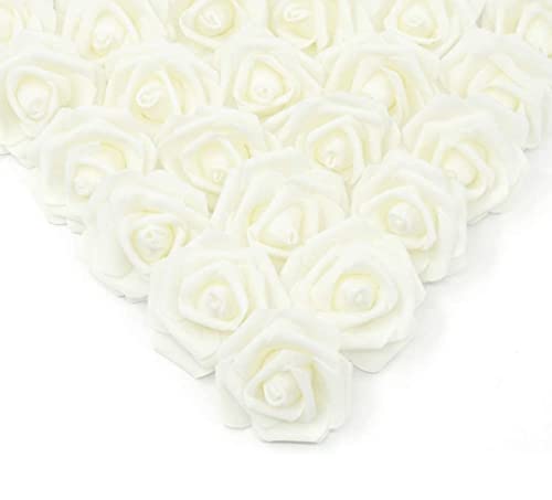 Image of VRB Dec 24 pcs Rose Artificial Flowers for Decoration,Artificial Flower,Flower for Hair Styling,Flower for Pooja, for Home Decor,Diwali. (24pcs - White Big Foam Rose)