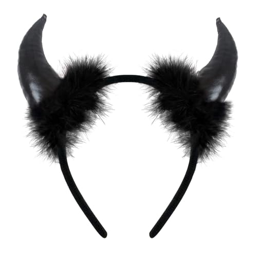 GDLOKFU Serre-Tête Cornes de Diable Halloween, Bandeau Cornes Démon Noires et Rouges, Accessoire Déguisement Femme Homme Enfant, Oreilles de Diable pour Carnaval...
