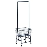 ALIMORDEN Laundry Cart with Clothes Rack, Rolling Laundry Butler with Wire Storage Rack，Navy Blue