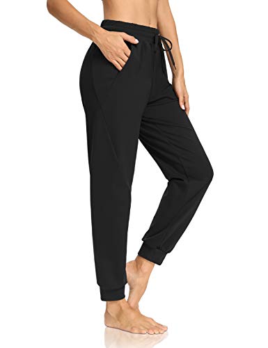 DIBAOLONG Womens Sweatpants with Pockets Loose Yoga Joggers Pants Drawstring Comfy Pajama Lounge Pants Black M