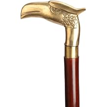 Ajuny Wooden Walking Stick for Men Women Seniors Lightweight Detachable 36 Inches Handmade Cane with Decorative Golden Eagle Style Brass Handle Unique Gift for Adults