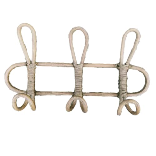 Sxmrmnx Ganchos de pared de ratán, colgador decorativo para habitación de niños, organizador de ropa y sombreros, estante de almacenamiento colgante para ropa infantil B