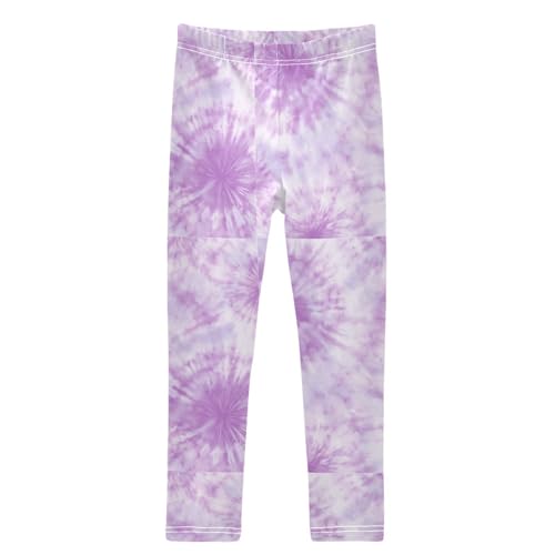 Boccsty Light Purple White Tie Dye Girls Leggings Kids Yoga Pants Dance Active Tights 4T