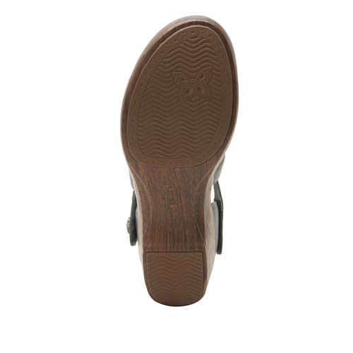 Image of Alegria Womens Savina Leather Wedge - Stylish and Versatile Mary Jane for Endless Support - Enhanced Arch Slip Resistant Platform Ankle Cross Strap Heel for Professionals