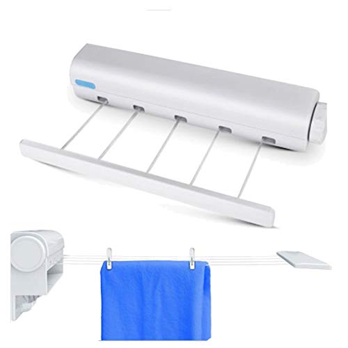 Ltdh Retractable Clothesline Plastic Clothes Line Automatic Telescopic Drying Rack Wall Mounted Clothes Hanging Line For Indoor Outdoor (5 Ropes) White #TOP2