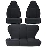 Kojem Front & Rear Full Seat Covers Compatible with 1984-2001 Jeep Cherokee XJ Cloth Black
