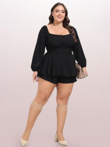 Aaronano 8 Pairs Knee High Socks for Women, Black and Natrual, Plus Size