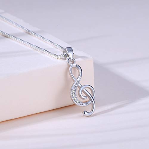 Music Note Pendant Necklace 925 Sterling Sliver Cubic Zirconia for Women Mother’s Day Valentine's Day Christmas Jewelry Gift Chain 18 Inches3
