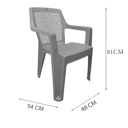 Image of SkyGlamour Cello Sonet Plastic Chair | Plastic Chair for Garden, Home, Living Room with Matt Finish | Plastic Chairs Set of 4 (Colour: Champagne; Set of 4 Chairs)