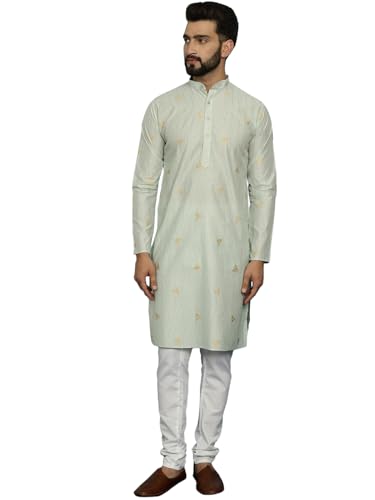 Image of SOJANYA (Since 1958 Men's Jacqard Silk Kurta & White Pyjama Set