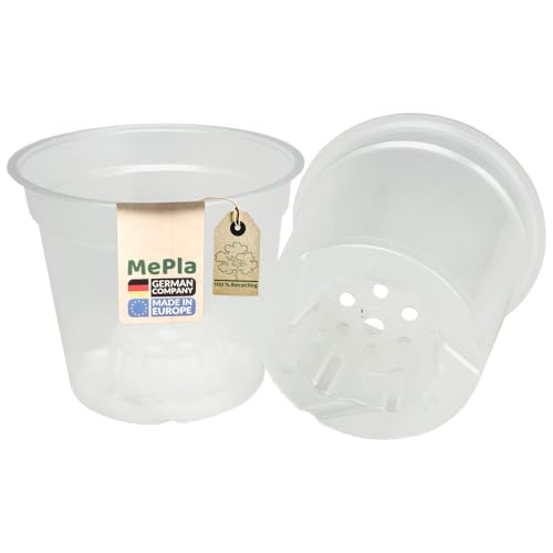 MePla - 5 Stück - Pflanztopf Orchidee ø 15 cm - transparent (ø/h: 14,7/12,5 cm, Volumen: 1,3 L) - Sorgt für Luftzirkulation und schützt zuverlässig vor Staunässe