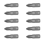 Teng Tools PH2 Bit - 25mm Long - 1/4 Inch Drive Hex Drive (Pack Qty: 10) -PH2500210, Silver