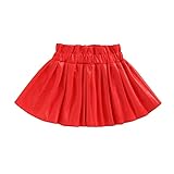 Rteyno Toddler Baby Girls Faux Leather Pleated Skirt Casual Elastic Waist Solid Color Mini Skirt (Re