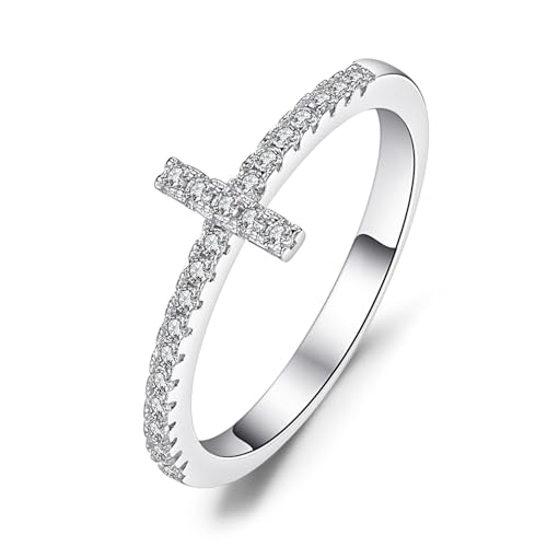Image of JewelryPalace 14k White Yellow Rose Gold Plated 925 Sterling Silver Rings for Women, Cubic Zirconia Promise Rings for Her, Stackable Wedding Bands Rings for Women Infinity Forever Love Knot Ring