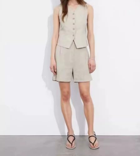 Mi Bo Tong Women's 2 Piece Suit Pants Set Business Casual Vest Short Pant Suits Cool Daily Life Outfits4