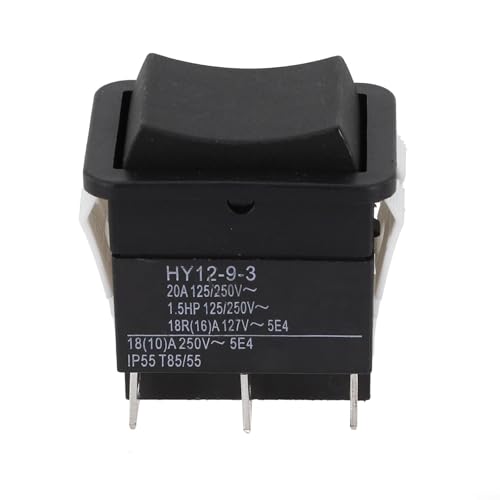 Industrial Rocker Switch, On-Off-On 6-Pin Momentary Switch for Heavy-Duty Commercial & Residential Use, 125/250V 20A Electrical Switch