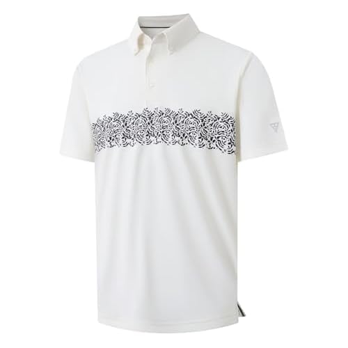 M MAELREG Golf Shirts for Men Dry Fit Moisture Wicking Performance Lightweight Print Pattern Short Sleeve Mens Polo Shirts