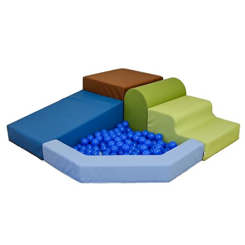 Children’s Factory Mikayla’s Mini Mountain Ball Pit with Toddler Slide, Foam Climbing Blocks for Toddlers and Indoor Jungle Gym, Soft Play Set, Includes 130 Ball Pit Balls, Woodland
