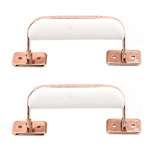 Image of Luggage Handle Leather Handle Vintage Style Replacement Strap Handle Suitcase Pull Handle for Trunk Handbag Briefcase 2pcs (White Rose gold)