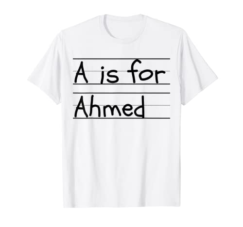 Personalizzato A è per Ahmed Name Student Kindergarten Maglietta