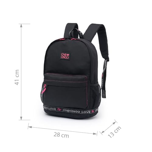 Mochila Onbongo Impermeável Reforçada Faculdade Viagem (Preto/Rosa)