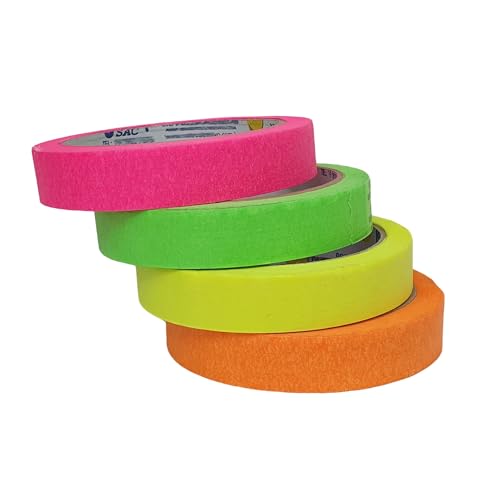 Kit De Fita Crepe Neon Colorida Com 4 Cores De 18mm X 30m