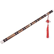 HUIOP Bamboo Flute, Pluggable Dizi,Pluggable Handmade Bitter Flute/Dizi Traditional Chinese Musical Woodwind Instrument in E Key for Beginner Study Level