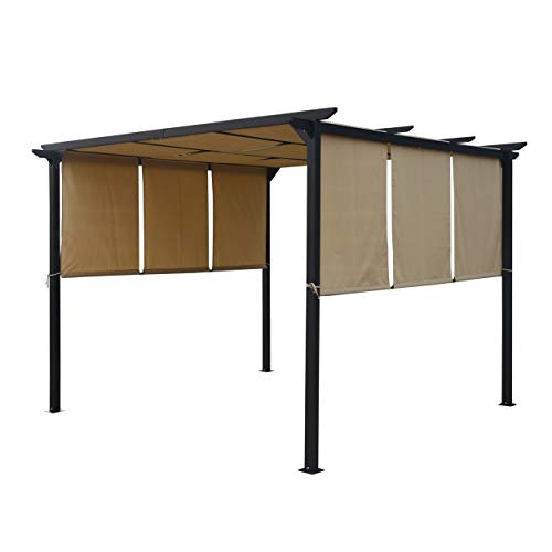 Christopher Knight Home Dione Outdoor Steel Framed 10' Gazebo, Beige/Brown #TOP6