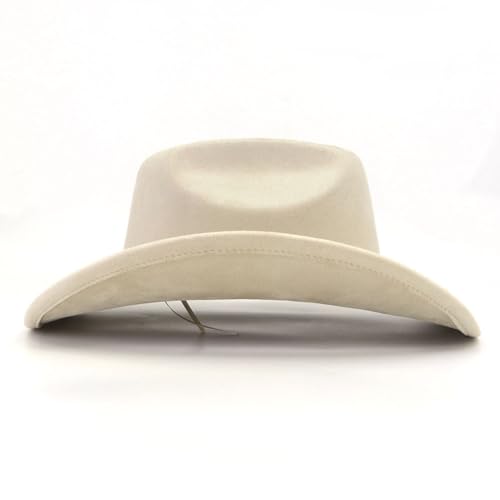Image of Cowboy Hat Cowgirl Hat Men's & Women's Wide Brim Felt Fedora Hat with Buckle Belt Western Cowboy Hat for Women