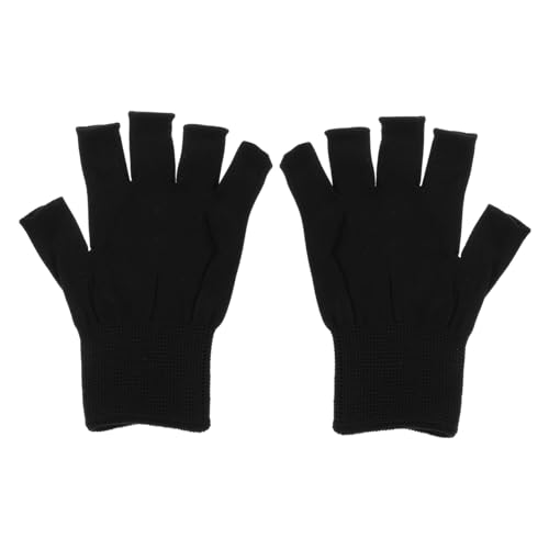 FRCOLOR Black UV Protection Half Finger Gloves for Outdoor Activities Stretchy Lightweight Workout Mittens for Cycling Climbing and Nail Art Driving Protection Gloves