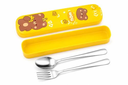Image of Cutlery Set with Box for Dining | Stainless Steel Spoon, Fork | Reusable Tableware for Home, Kitchen, Office, Restaurant & Travel | Durable Mirror Finish Flatware