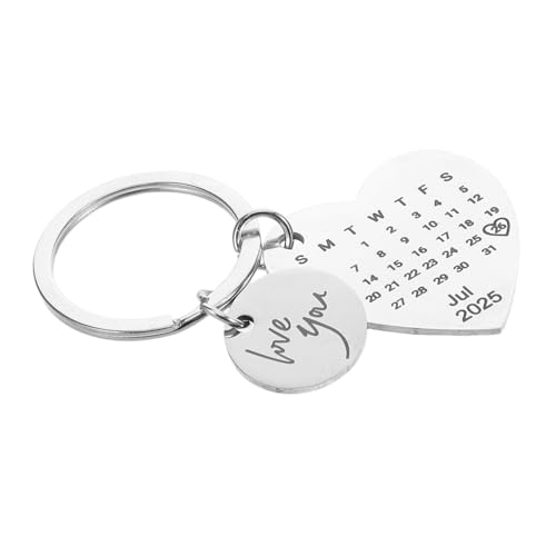 STOBAZA Llavero Parejas Acero Inoxidable Calendario Decorativo Grabado Fecha Aniversario Regalo Boda Novios Keepsake