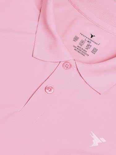 Image of TECHNOSPORT Men's Solid Slim Fit Polo Collar T-Shirt MATPIQ Half Sleeve Button Polyester for Gym Running Workout UPF50+ Anti Odour