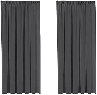 H.Versailtex 2 Pieces Blackout Pencil Pleat Curtains Draperies Room Darkening Thermal Insulated Energy Saving Drapes for Living Room with Two Free Tiebacks - Charcoal Grey, 46" by 54"