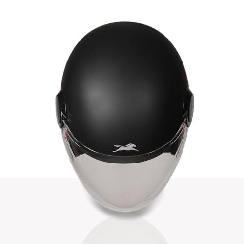 Image of TVS Silk Route Helmet for Men & Women | Vintage Open Face Helmet with Clear Visor | ISI & DOT Certified | ABS Shell | EPS Liner | Retro Stylish for City & Highway Riding