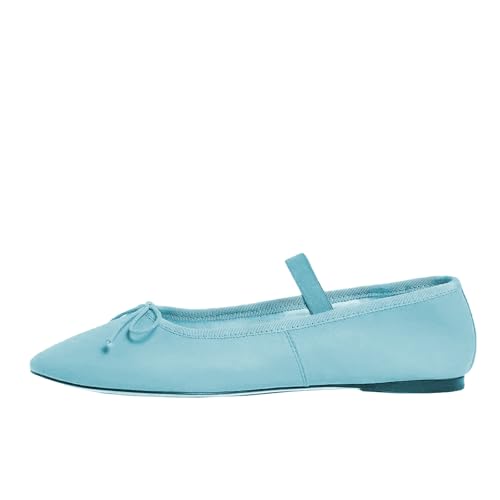 Women's Adorable Closed Round Toe Mary Jane Flats Bowknots Elastic Strap Comfortable Dancing Ballet Shoes
