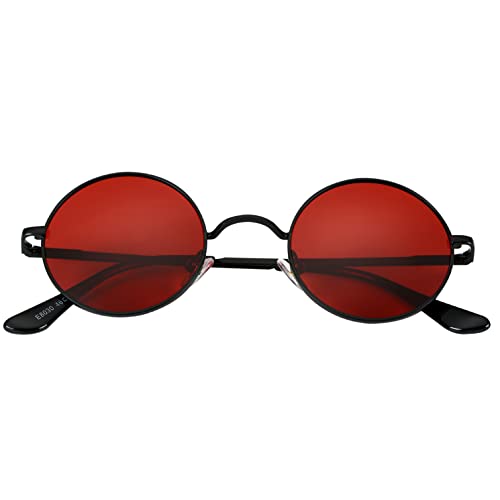 Image of Kursan Small Round Polarized Sunglasses for Women Men Hippie Retro Circle Red Sun Glasses - 45MM