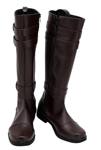 Goecjnvm Adult Knight Boots Tall Boots Medieval Renaissance Pirate Cosplay Leather Shoes for Halloween Party Cosplay Costume (Obi Wan 1, Adult, Men, 11, Numeric, US Footwear Size System, Medium)