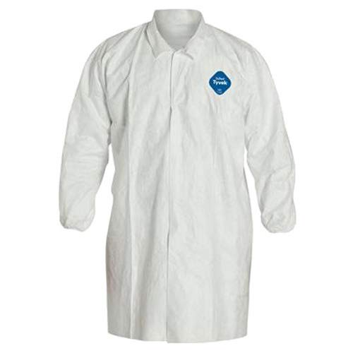 Dupont TY211SWH6X003000 White Tyvek Frocks with Collar, Elastic Wrists, Snap Closure, 6X-Large (Pack of 30)