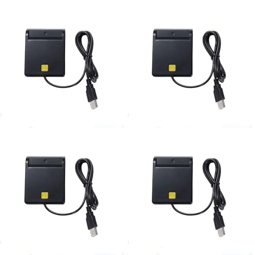 Hndhbfgrt 4X Lector de Tarjetas Inteligentes USB para Tarjetas Bancarias IC/ID Lector de Tarjetas EMV 7 8 10 para Linux OS USB- ISO 7816