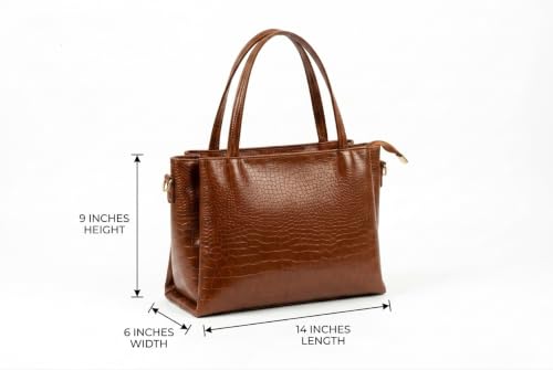 Image of AVERAA Croco Texture 2-in-1 Handbag Set for Women | Medium Handbag + Sling Bag Combo | Synthetic Leather Shoulder Bag | 17 x 9 x 6 Inch Spacious Ladies Purse | Office, Travel & Daily Use