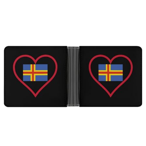 I Love Aland Island Red Heart Classic Bifold Wallets for Men Women Slim Credit Card Holder Wallet Purse