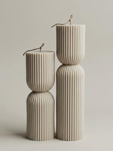 LAWA Hourglass Pillar Candle - Large Beautiful Handmade Pillar Scented