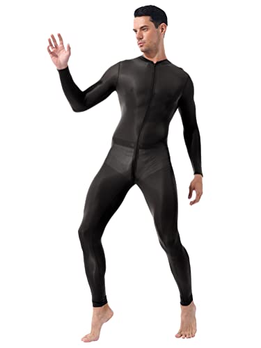 Mens Ultra Thin Full Body Jumpsuit One-Piece Zipper Crotch Tight Sexy Bodysuit Leggings4