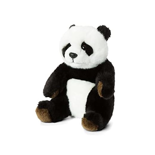 WWF 15183012 WWF00543 plysch panda sitter, realistiskt utformad plyschleksak, ca 15 cm lång och underbart mjuk, svart-vit