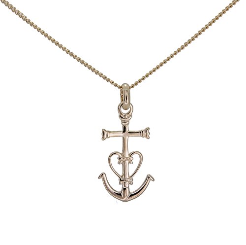 Collier pendentif FEMME petite croix de camargue ancre des saintes Marie de la Mer en vrai plaqué Or et chaine en 45cm dans sa boite